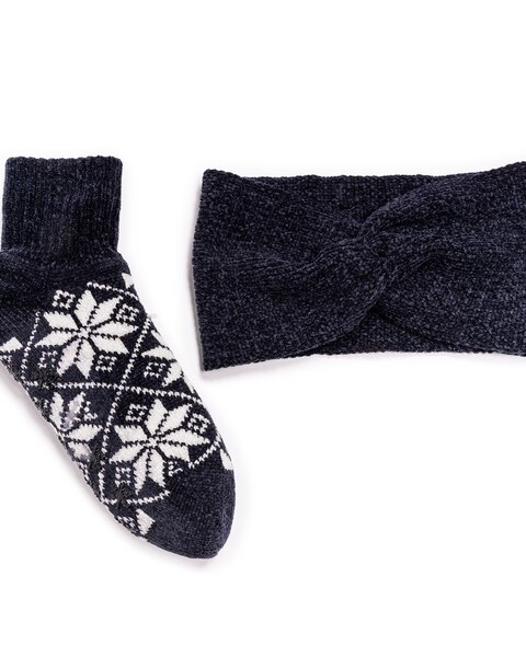 MUK LUKS Chenille Footie Sock & Headband Gift Sets