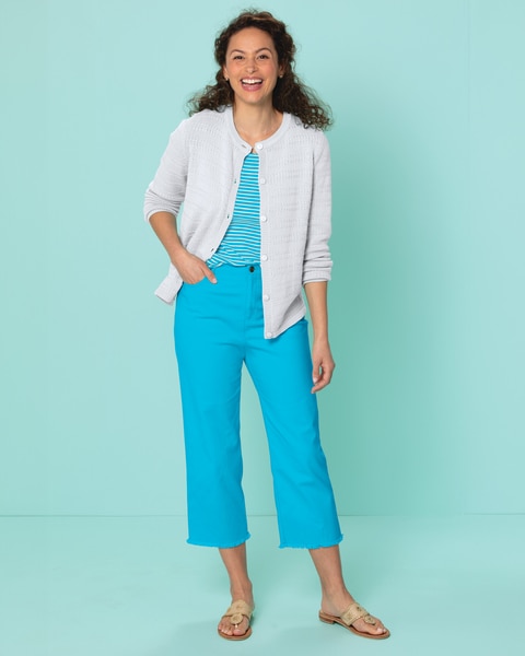 Bayside Cotton Textured Stripe Cardigan