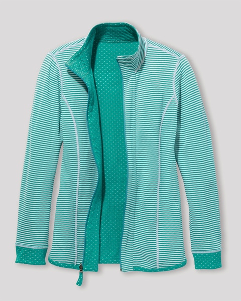 Reversible Stripe & Dot Knit Zip Jacket