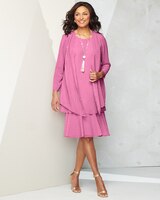 Flirty Dot Jacket Dress - Rose Blush/White