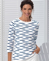Cotton Painted Stripe Tee - Admiral