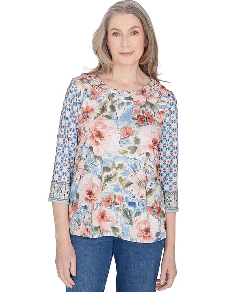 Alfred Dunner® Scottsdale Floral Geometric Triple Knot Top