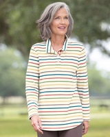 Everyday Knit Stripe Henley - Cream Multi