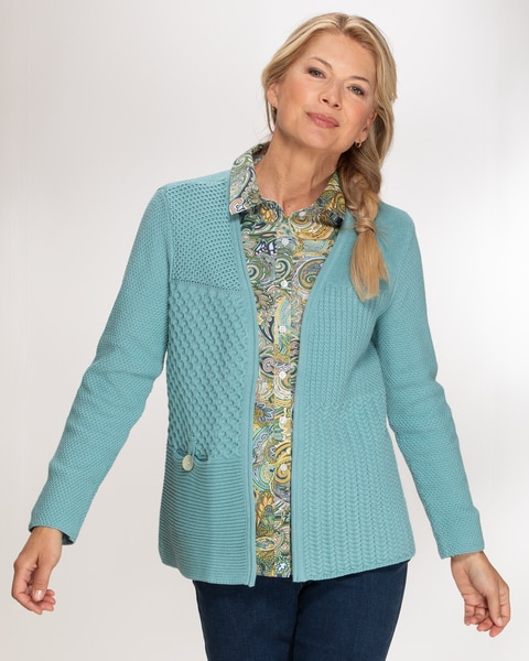 Bayside Cotton Mixed-Stitch Cardigan