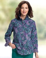 Orchid Floral & Stripe Long-Sleeve Shirt - Purple Orchid Multi