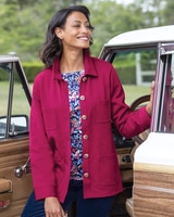 Casual Knit Shirt Jacket - Red Currant