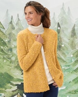 Luxe Bouclè Button-Front Cardigan - Fields Of Gold Marled