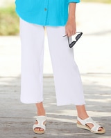 Nantucket Cotton Fringe-Trimmed Cropped Pants - White