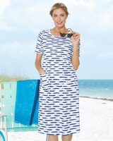 Boardwalk Knit Print Weekend Dress - Admiral/White