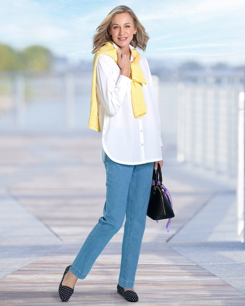 Foxcroft Non-iron Side-Button Long-Sleeve Tunic