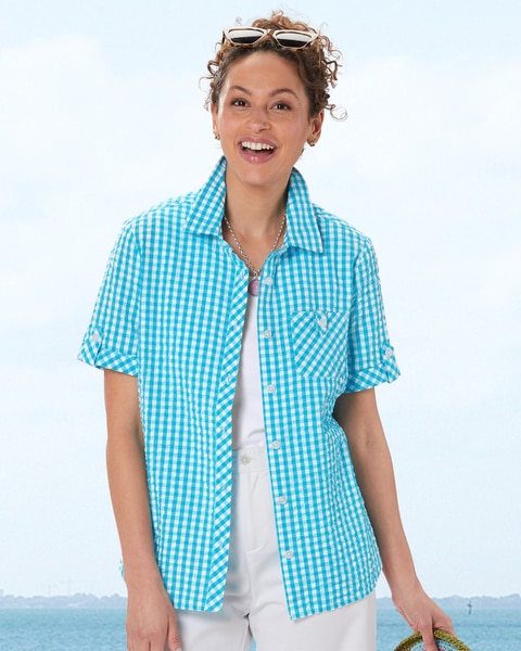 Gingham Seersucker Camp Shirt