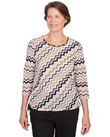 Alfred Dunner® Neutral Territory Diagonal Texture Drawstring Hem Top - Multi