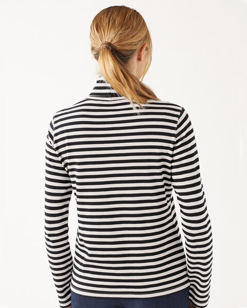 Essential Cotton Long-Sleeve Striped Turtleneck