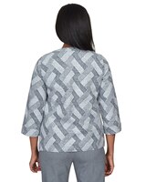 Alfred Dunner® Point Of View Geo Texture Crew Neck Jacket - alt2