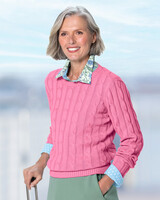 Bayside Cotton Cable Sweater - Pink Carnation