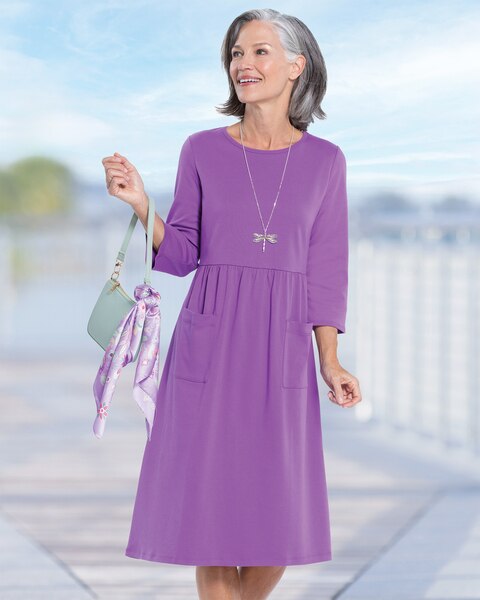 Boardwalk Knit Three-Quarter Sleeve Weekend Dress