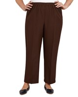 Alfred Dunner Classic Tailored Textured Proportioned Straight Leg Pants - Brown