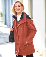 Short Three-Season Raincoat - Burnt Orange