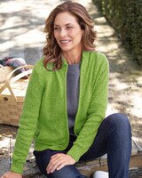 Bayside Cotton Zip-Front Cardigan - Greenfield Marl