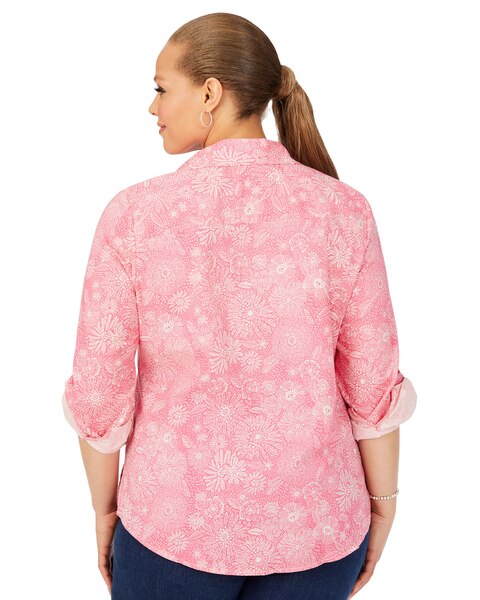 Zoey Roll-Tab Drawn Floral Shirt