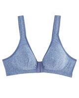 Cotton Front-Close Bra - Denim Heather