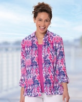 Ikat-Print Crinkle Shirt - Crocus Petal Multi