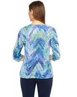 Alfred Dunner® Moody Blues Ikat Chevron 3/4 Sleeve Top - alt2