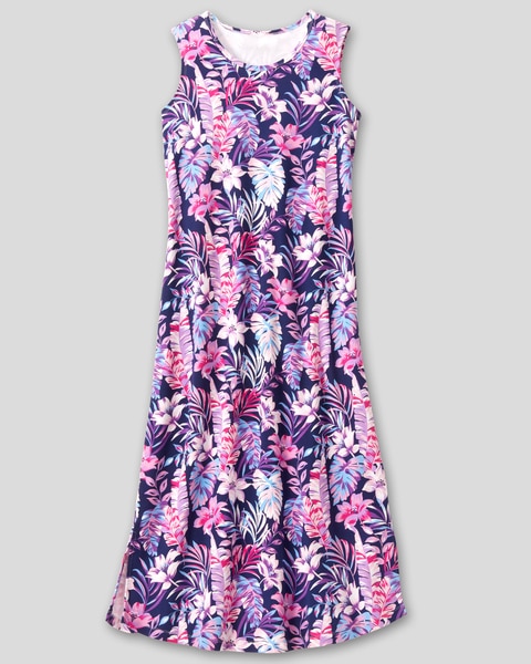 Boardwalk Knit Tropical Floral Maxi Dress
