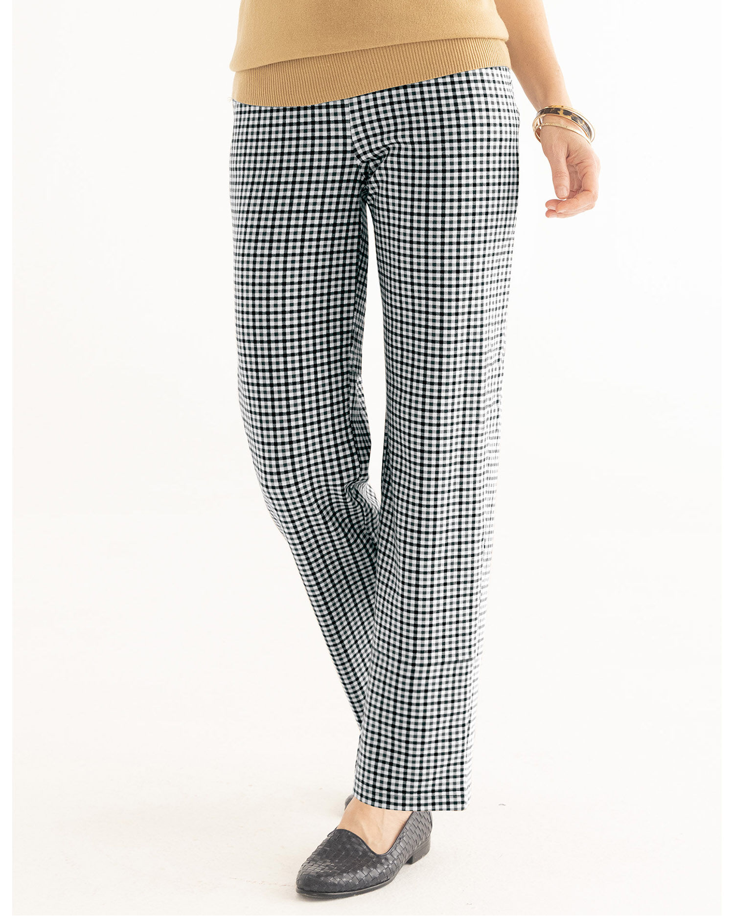 Everyday Knit Check-Print Pants