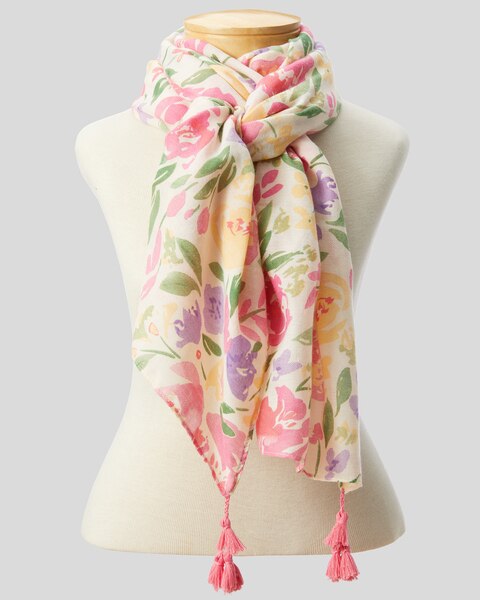 Floral Tassel Scarf