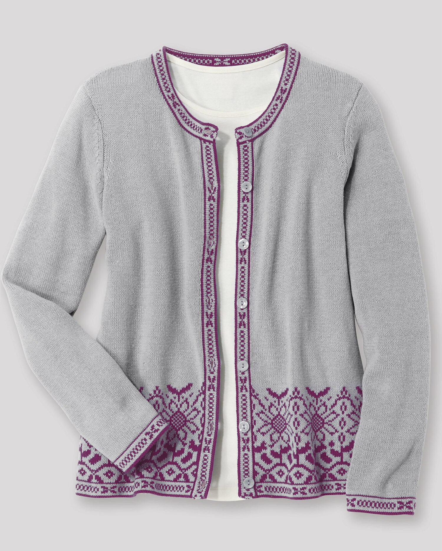 Sunflower Jacquard Cotton Cardigan Sweater