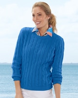 Bayside Cotton Cable Sweater - Seaport Blue