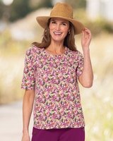 Prima™ Cotton Abstract Floral Elbow-Sleeve Tee