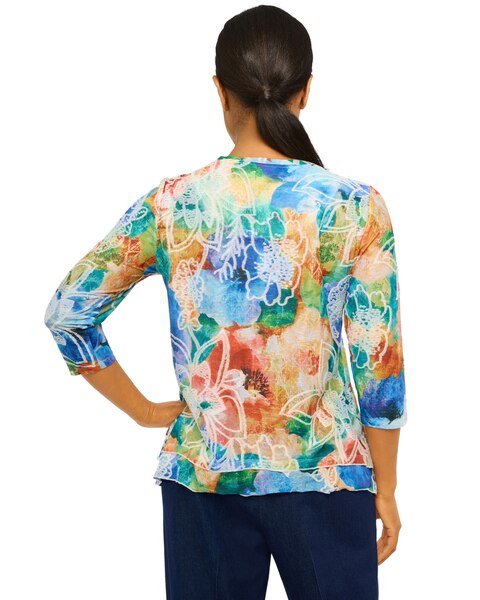 Alfred Dunner® Moody Blues Moody Watercolor Floral V-Neck Top