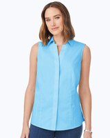 Foxcroft Taylor Essential Stretch Non-Iron Sleeveless Shirt - Baltic Blue