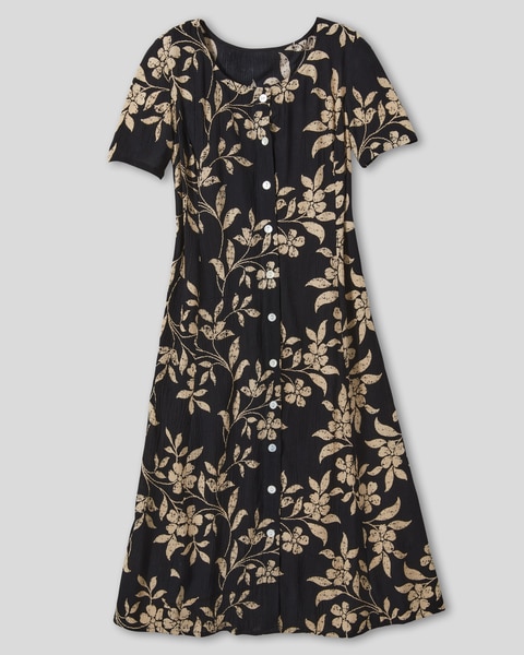 Batik Vines Button-Front Dress