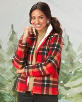 Plaid Sherpa Fleece Jacket - Red Multi