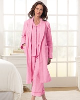 Cotton Seersucker Wrap Robe - Azalea