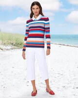 Bayside Cotton Cable Multi-Stripe Sweater - alt2