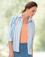 Foxcroft® Non-Iron Multi-Stripe Shirt - Azure Multi