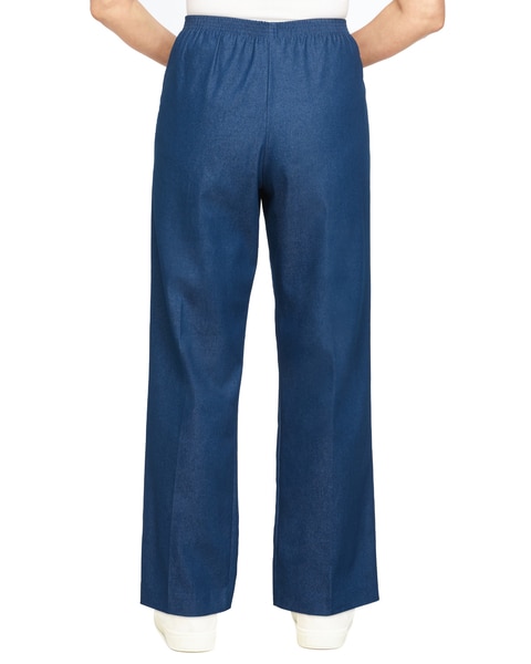 Alfred Dunner Classic Pull-On Denim Proportioned Straight Leg With Elastic Waistband Pants