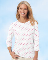 3/4 Sleeve Dot Tee - White/Pink Punch