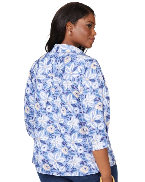 Ruby Non-Iron Brushstoke Blossoms Shirt