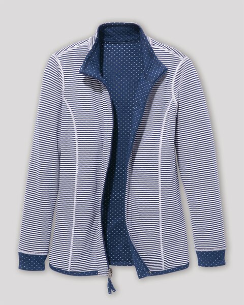 Reversible Stripe & Dot Knit Zip Jacket