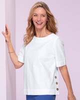 Captiva Cotton Side-Button Top - White
