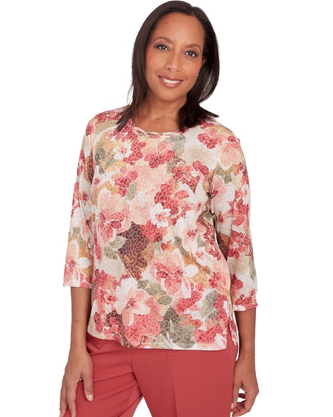 Alfred Dunner® Sedona Sky Watercolor Knotted Neck Floral Top