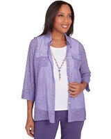 Alfred Dunner® Charm School Engraved Floral Two in One Top - Iris