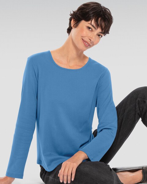 Coastal Cotton Long-Sleeve Solid Scoopneck Tee