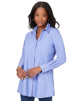 Foxcroft Cici Essential Pinpoint Non-Iron Tunic - Iris Bloom