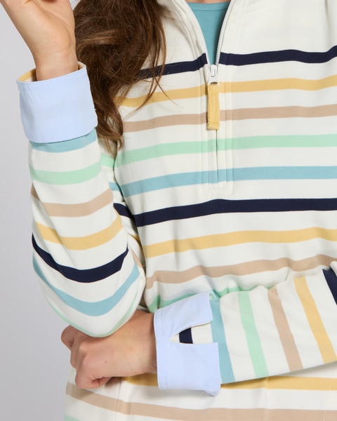 Everyday Knit Striped Quarter-Zip Top